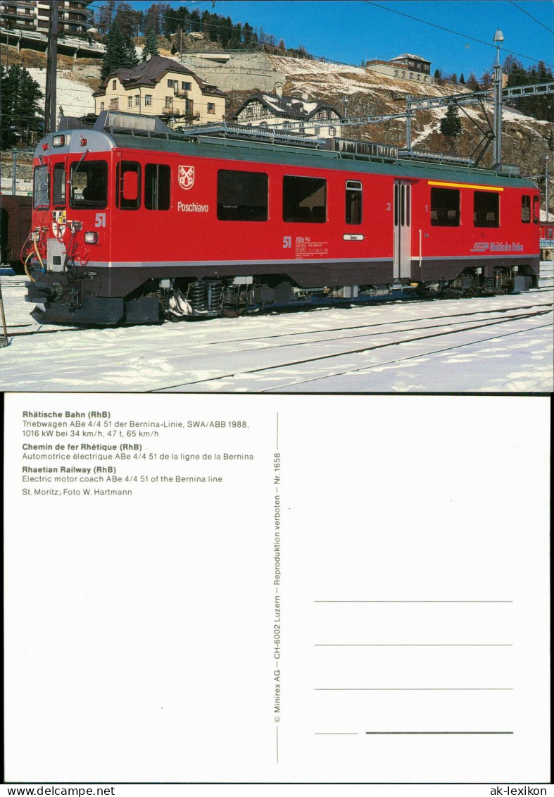 Eisenbahn Railway Rhätische Bahn Triebwagen ABe 4/4 51 Der Bernina-Linie 1990 - Treni