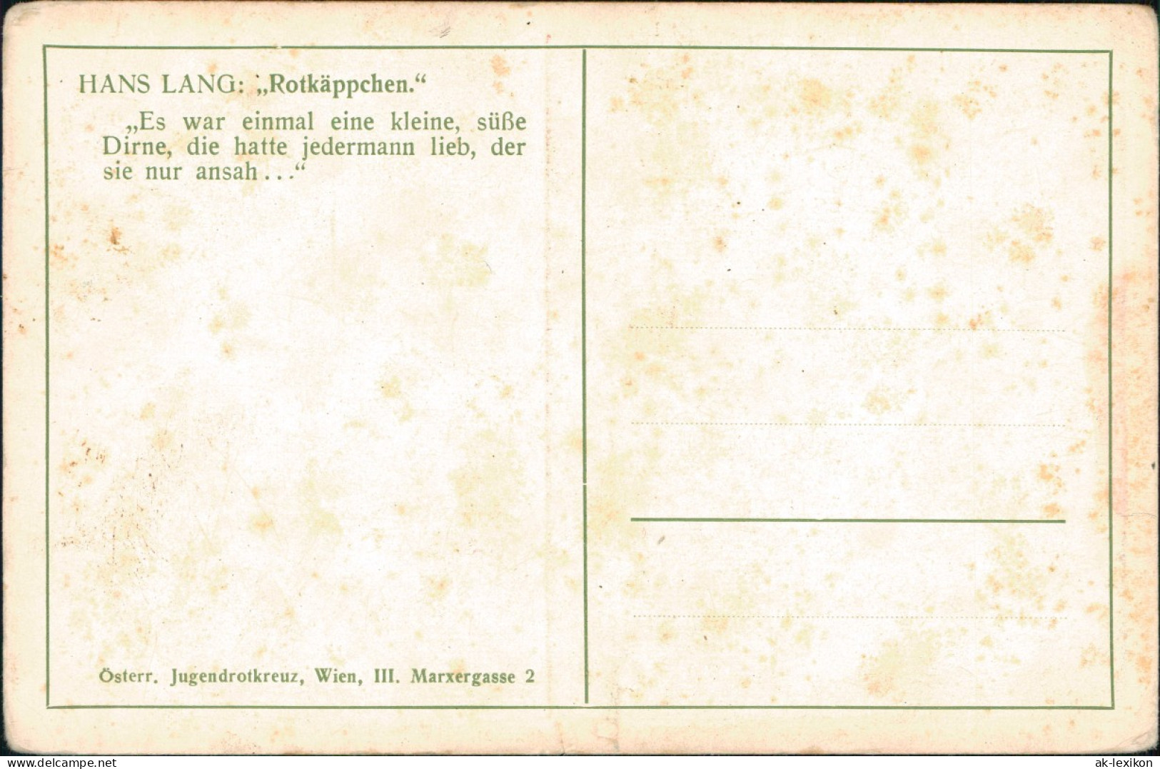 Ansichtskarte  HANS LANG: "Rotkäppchen." Märchen Künstlerkarte 1918 - Cuentos, Fabulas Y Leyendas