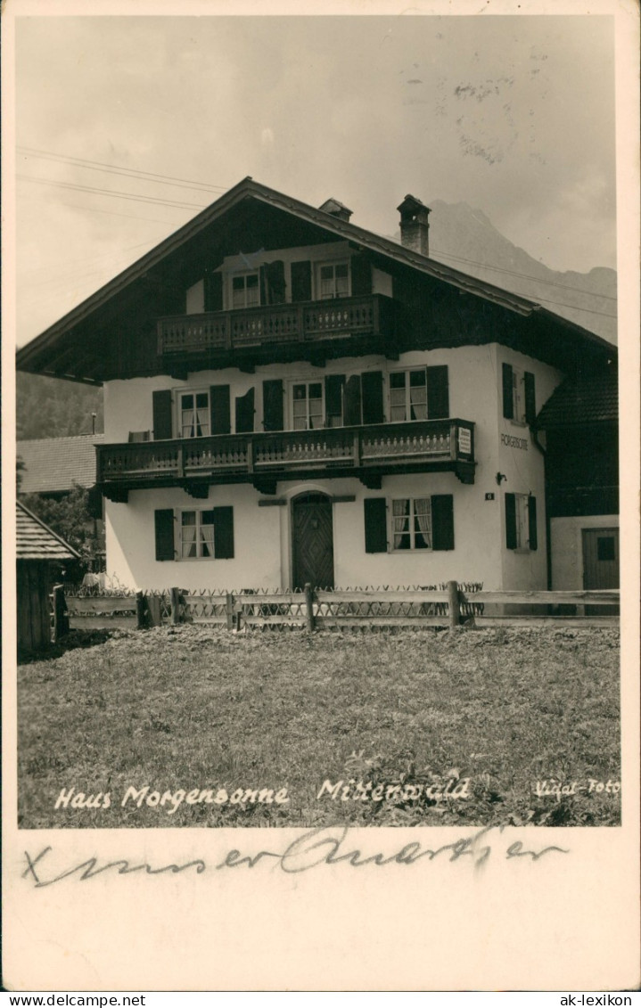 Ansichtskarte Mittenwald Haus Morgensonne 1956 - Mittenwald