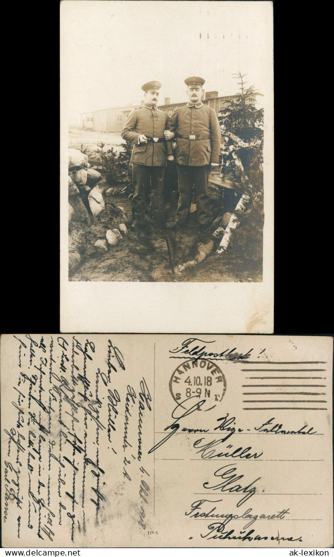 Ansichtskarte  Soldaten Barackenlager WK1 1916 Privatfoto Gel Feldpost Hannover - Weltkrieg 1914-18