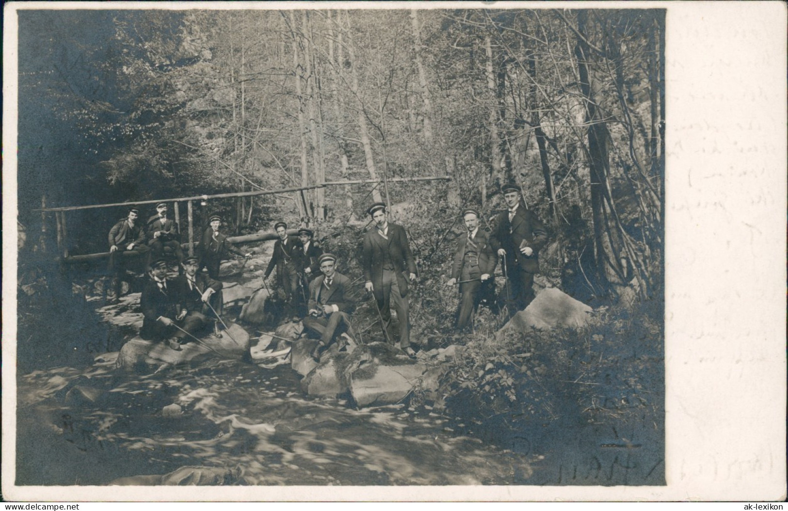 Ansichtskarte  Burschenschaft Studentika Wanderung 1914   Gel. Stempel Chemnitz - Personnages