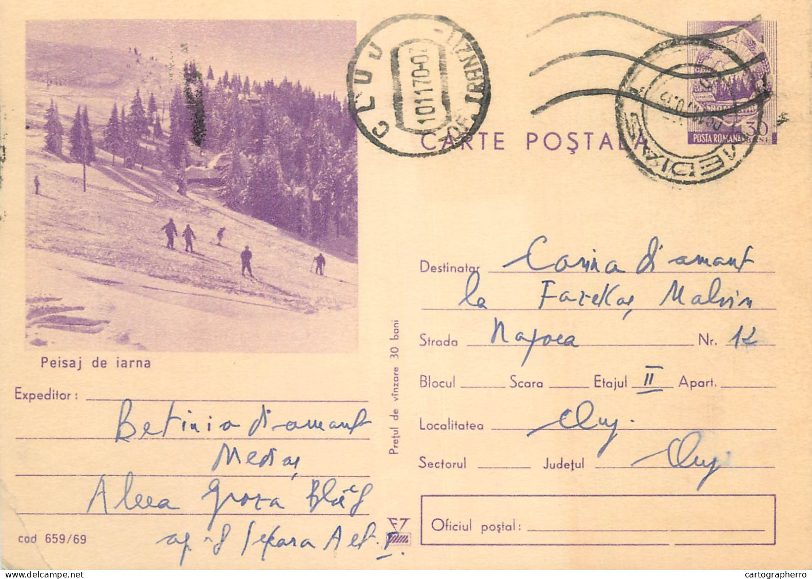 Postal Stationery Postcard Romania Peisaj De Iarna - Rumänien