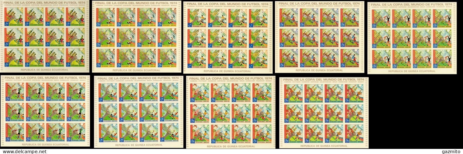 Guinea Equat. 1974, Football World Cup In Germany, 9sheetlets IMPERFORATED - Äquatorial-Guinea
