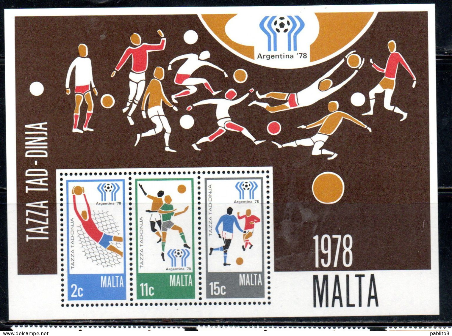 MALTA 1978 WORLD CUP SOCCER CHAMPIONSHIP CAMPIONATO MONDIALE DI CALCIO ARGENTINA BLOCK SHEET MNH - Malta