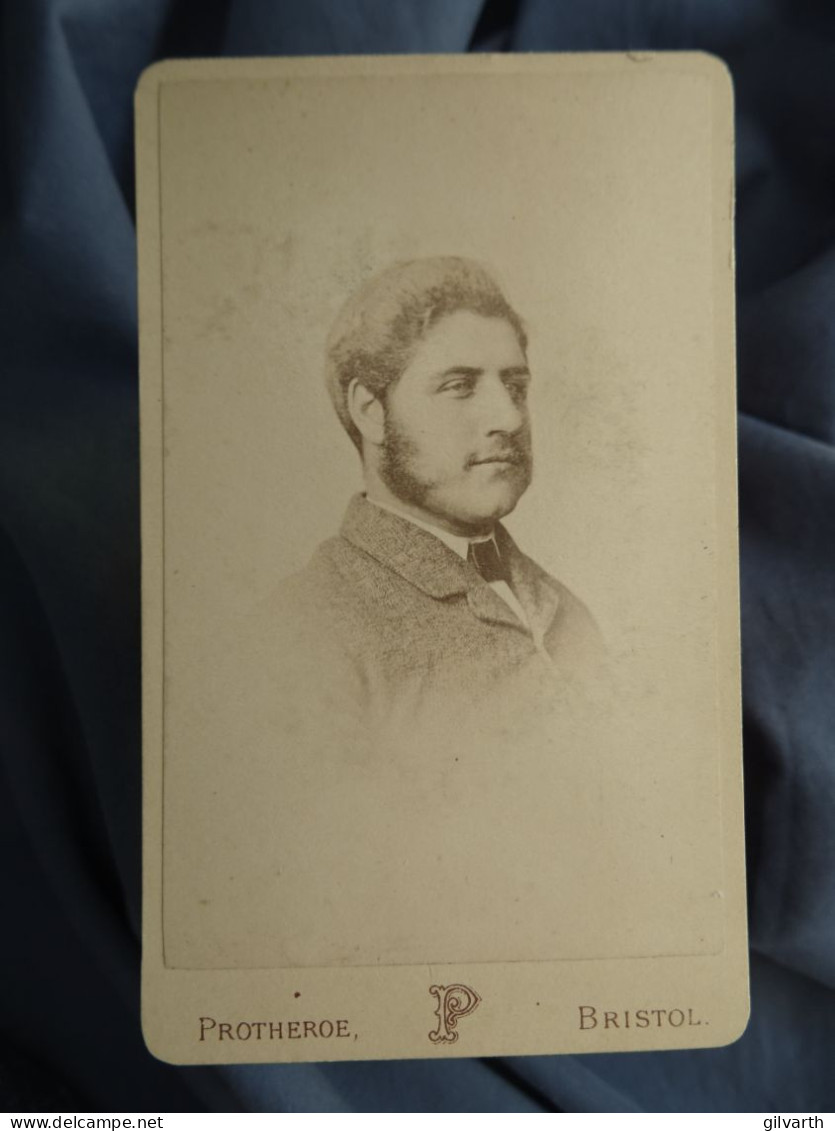 Photo CDV Protheroe à Bristol  Portrait Homme  Favoris  CA 1885 - L430 - Old (before 1900)