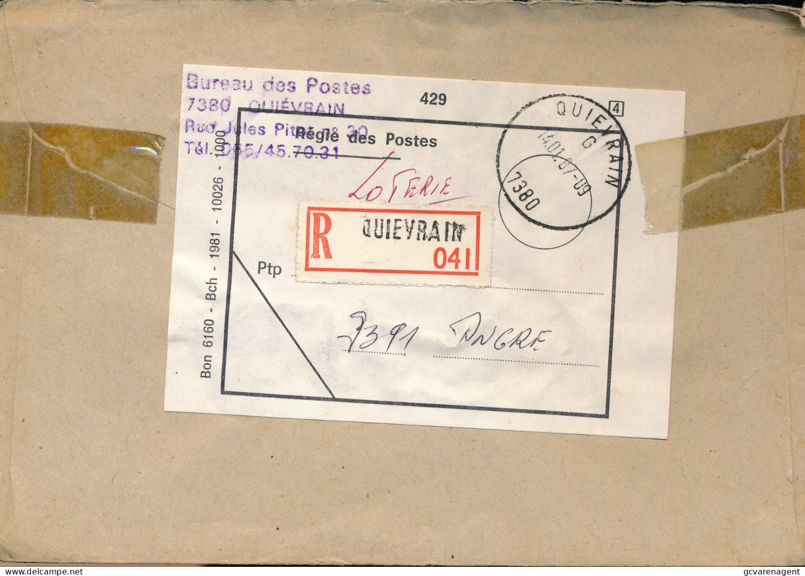 BUREAU DES POSTES QUIEVRAIN  RECOMMANDE   - REGIE DES POSTES OFFICE DES CHEQUES POSTAUX          ZIE AFBEELDINGEN - Storia Postale