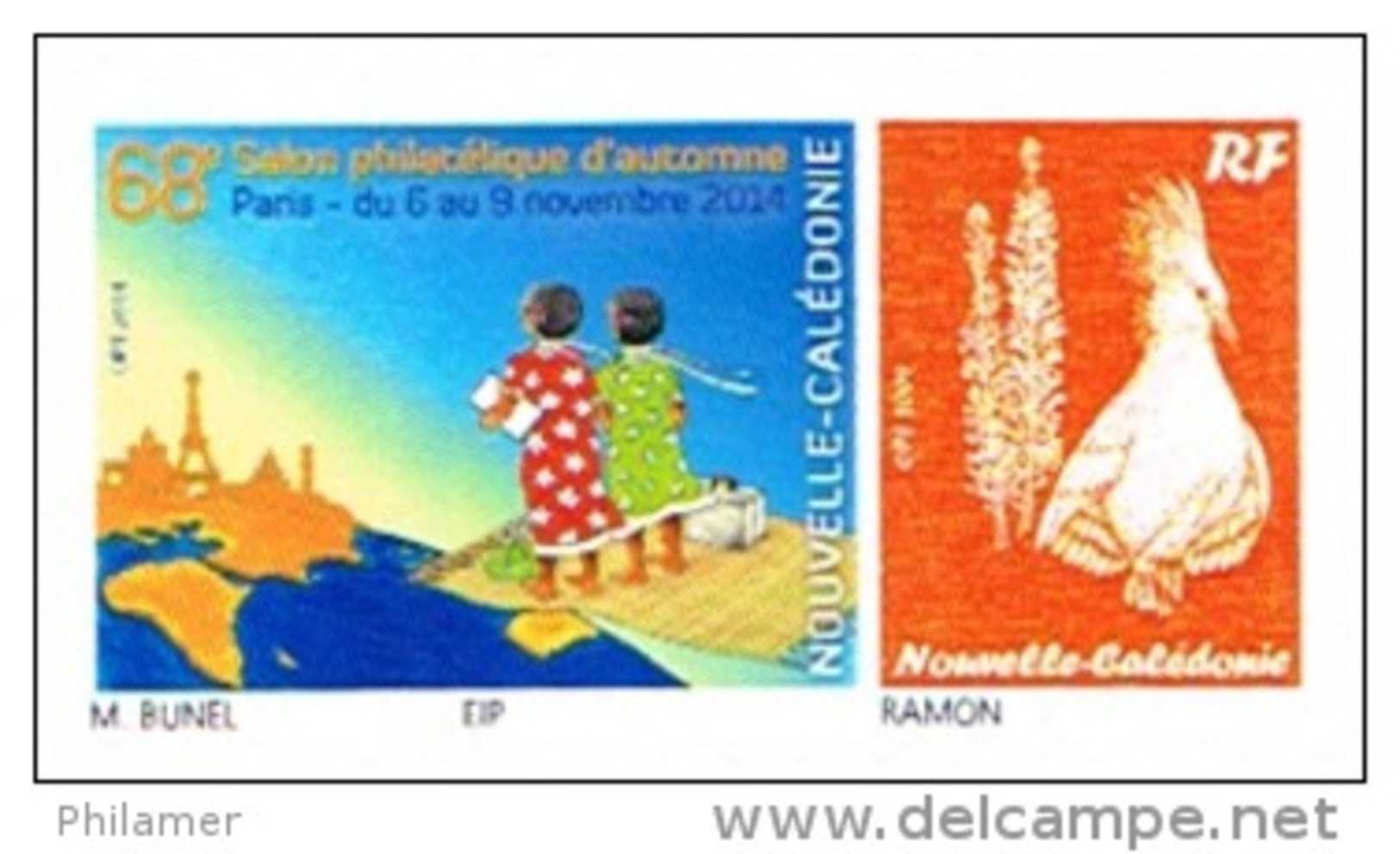 Nouvelle Caledonie Timbre Personnalise Public Salon Philatelique Automne Paris Cagou Tour Eiffel Carte Unc Neuf 2014 - Unused Stamps