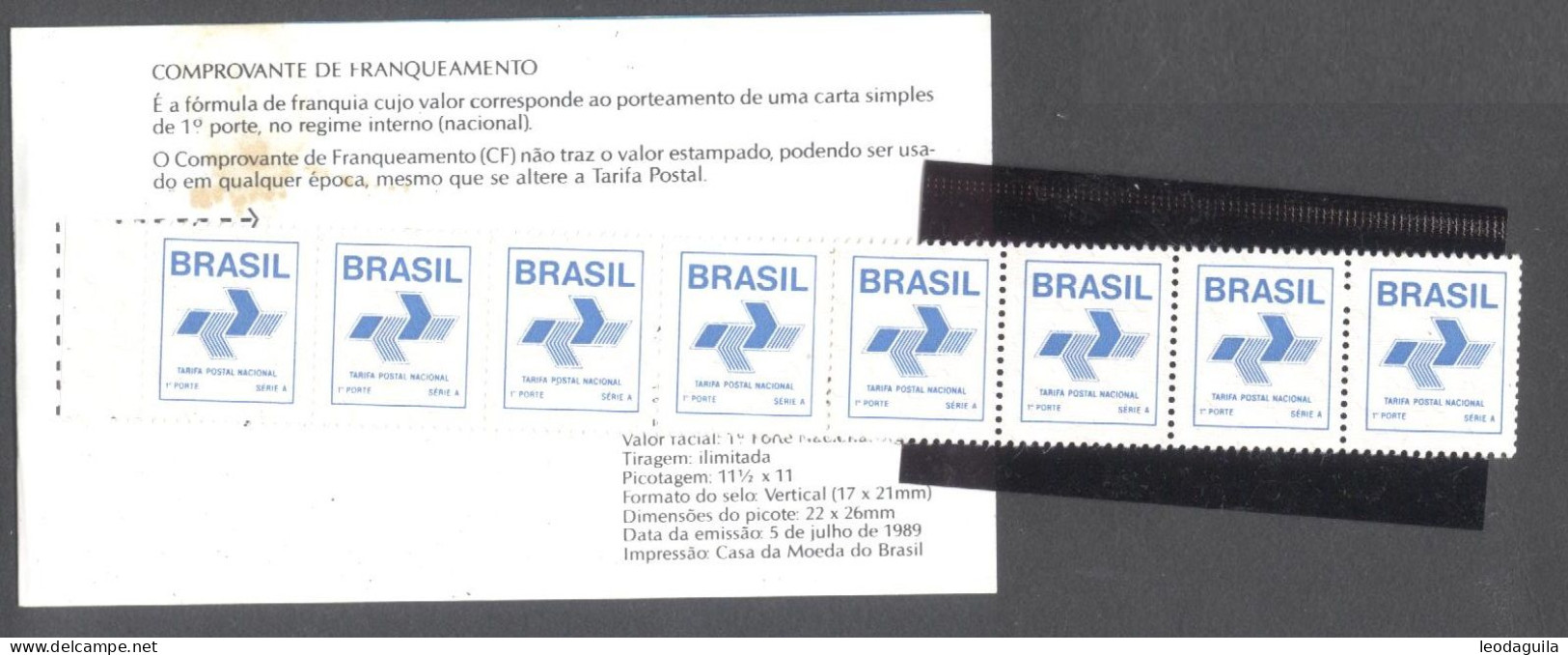 BRAZIL # 676 - BOOKLET  CD#17 -  "COMPROVANTE DE FRANQUEAMENTO" -  1991 - Neufs