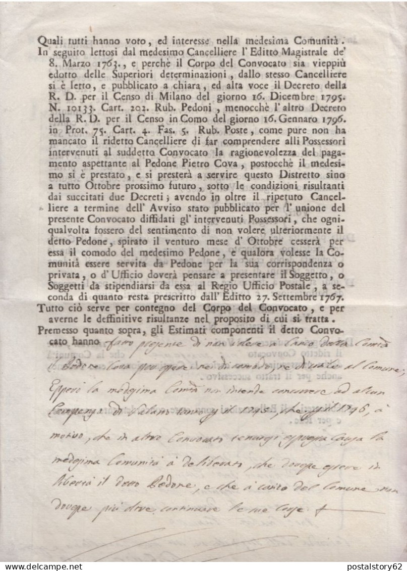 Pedoni Postali, Comune Di Garlate VI° Distretto Milanese. Conferma Pedone Postale E Sua Rinomina A Carico Collettività - Historische Dokumente