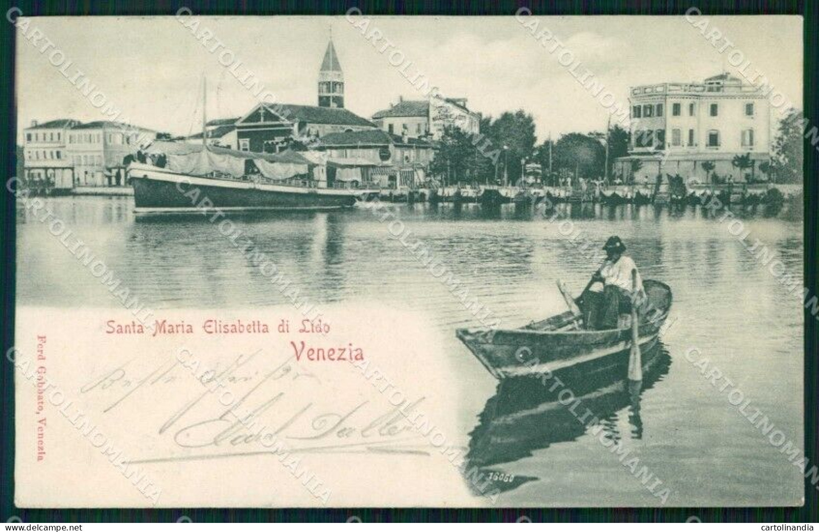 Venezia Città Lido Di Santa Maria Elisabetta Barche Gobbato Cartolina RT8210 - Venezia