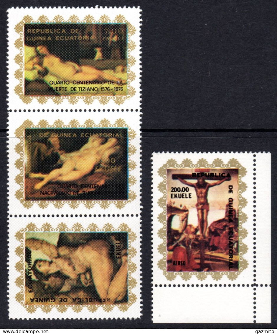 Guinea Equat. 1976, Art, Nudes, Rubens, Tizian, Michelangelo, 4val - Äquatorial-Guinea