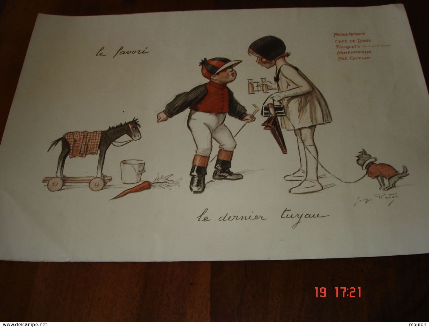 Menu Illustre  Par REDON "Le Favori" Pour Le Fouquet's Cafe De Paris -(30 Cm/45cm) Epoque 1930 - Menus