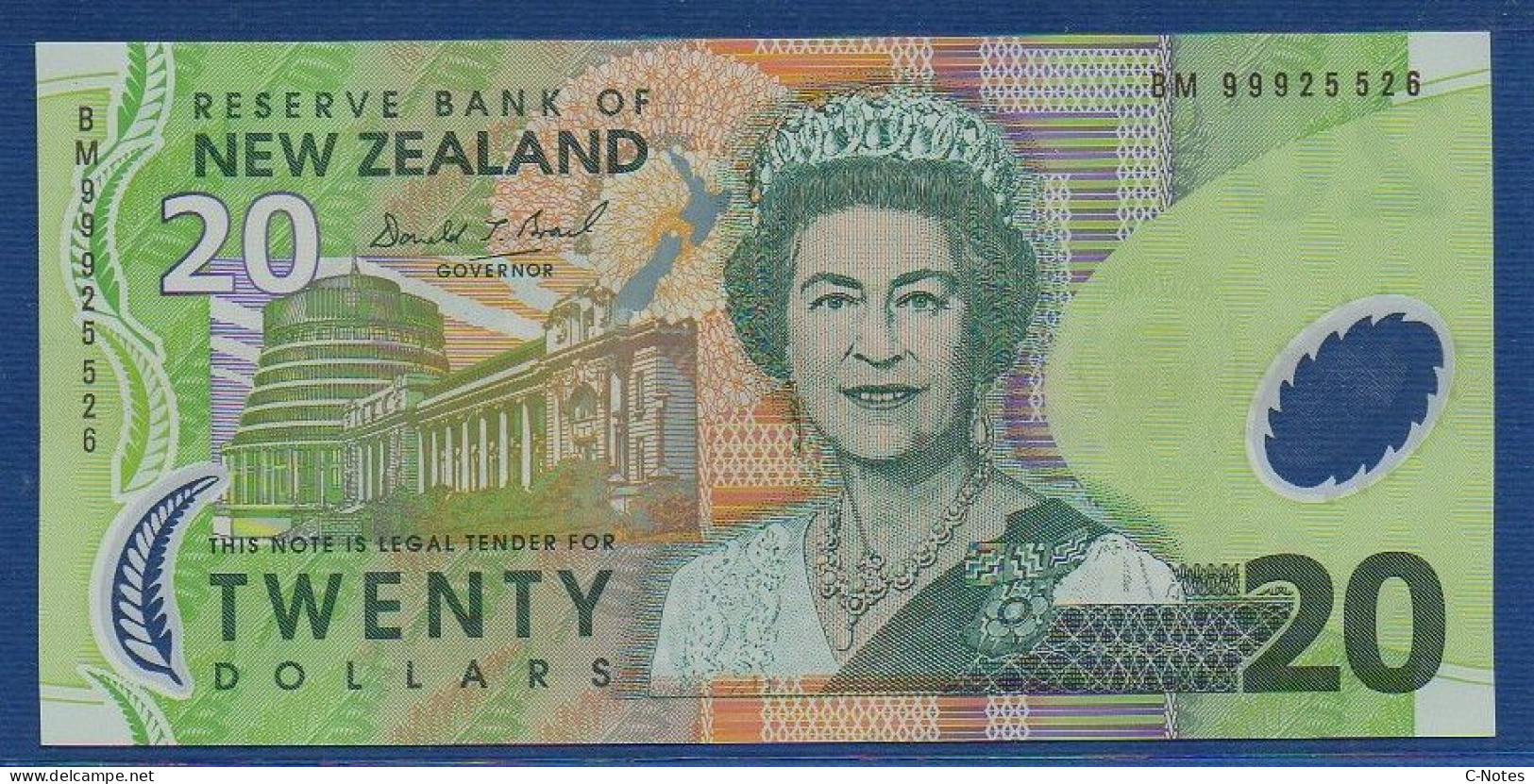 NEW ZEALAND  - P.187a – 20 Dollars 1999 UNC, S/n BM99 925526 - Nueva Zelandía