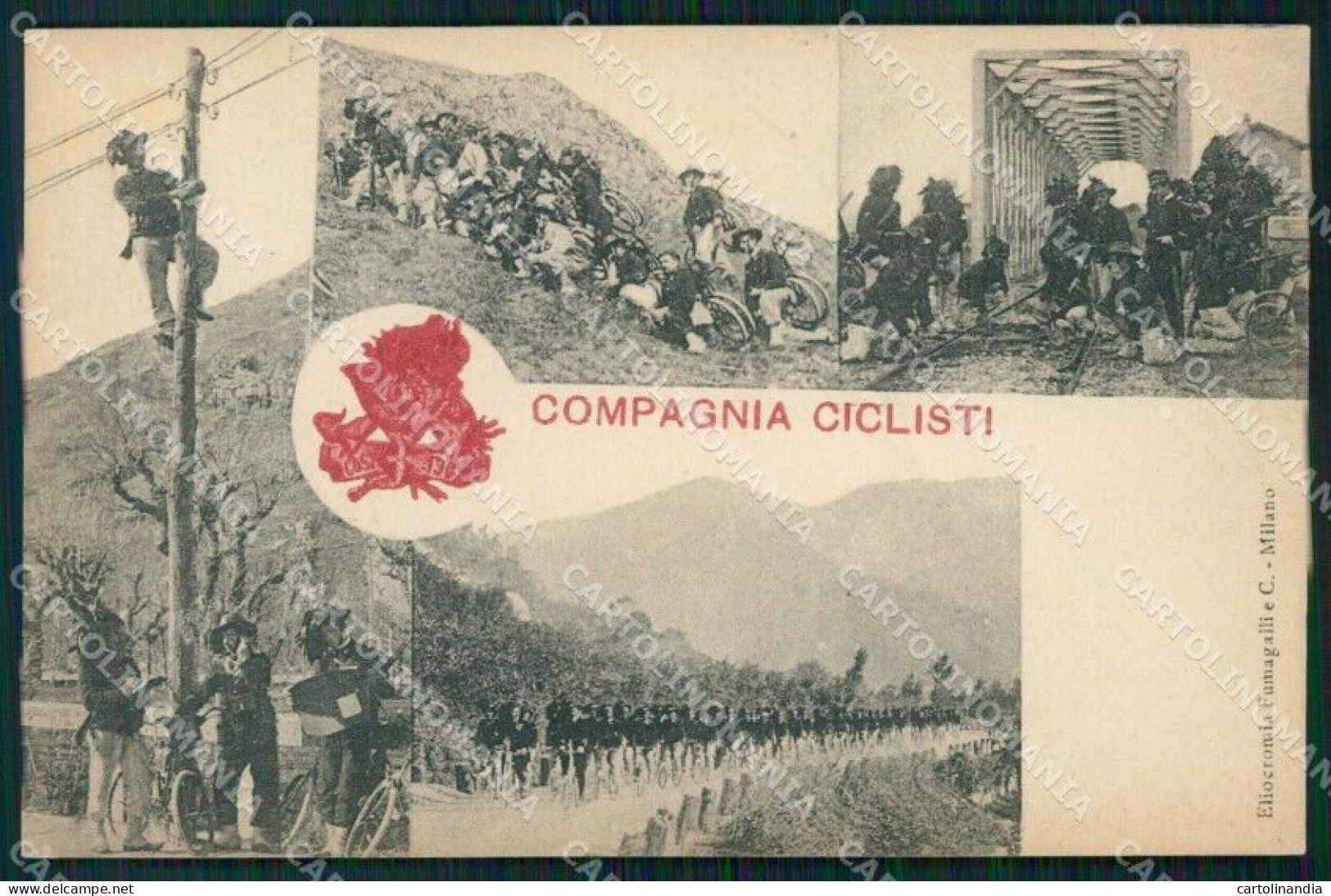 Militari 12º Reggimento Bersaglieri Compagnia Ciclisti Cartolina XF1039 - Regimente