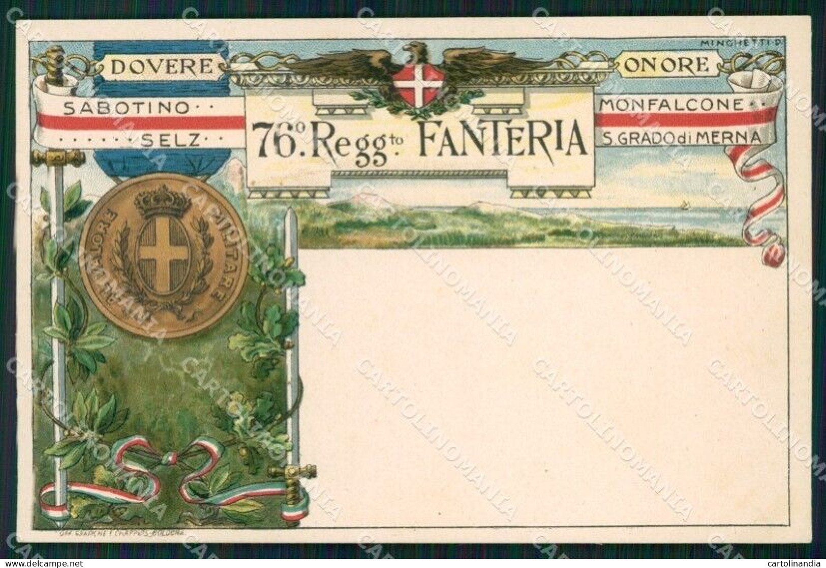 Militari 76º Reggimento Fanteria Sabotino Monfalcone Cartolina XF5431 - Regimente