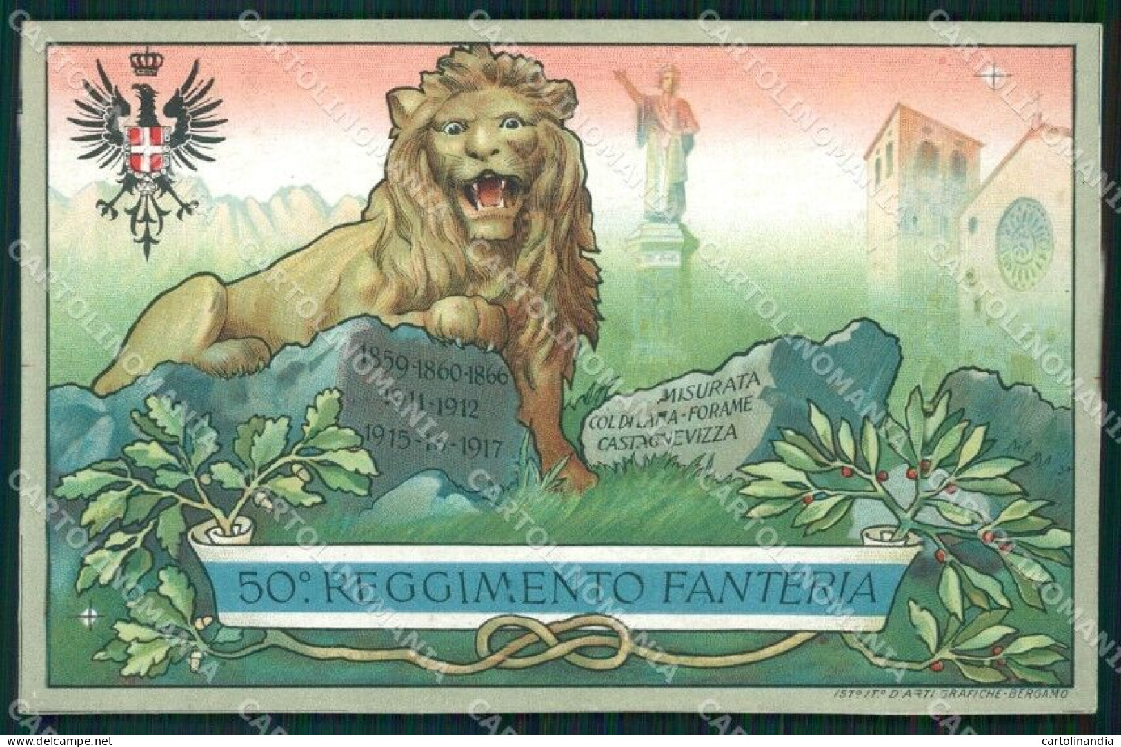 Militari 50º Reggimento Fanteria Trieste San Giusto Cartolina XF5011 - Regimente