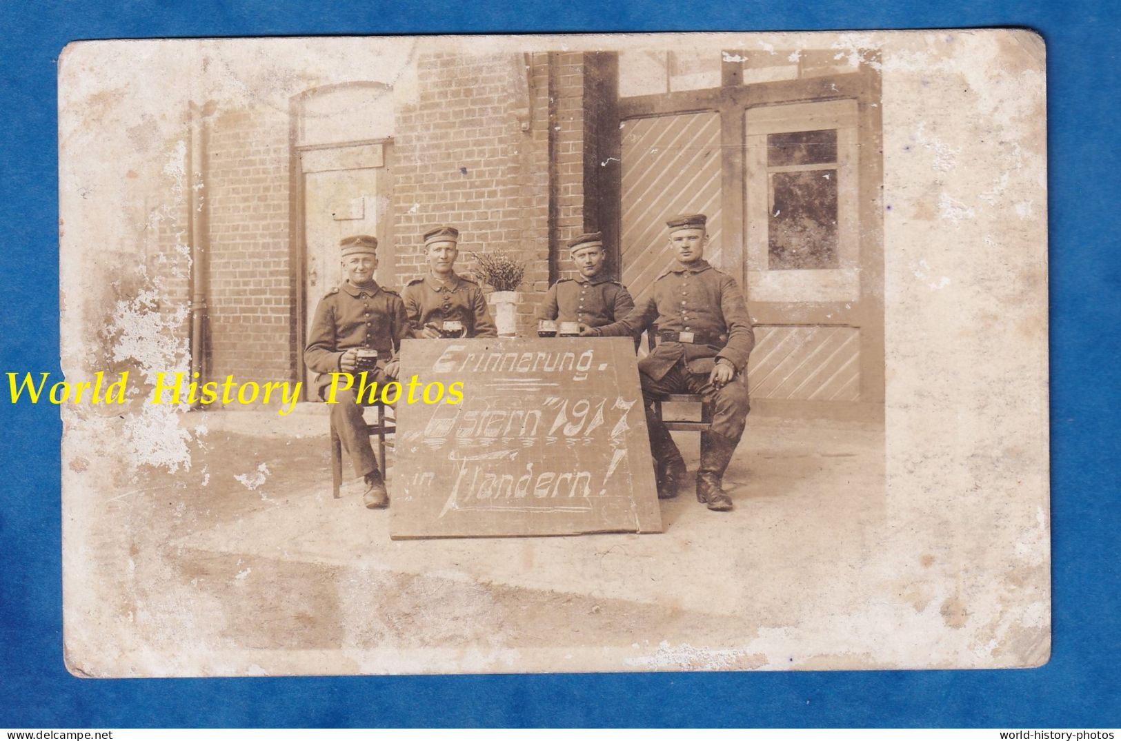 CPA Photo D'un Soldat Allemand - BELGIQUE - Souvenir De FLANDRES - 1917 - Occupation - Uniforme Biére Bier - Weltkrieg 1914-18