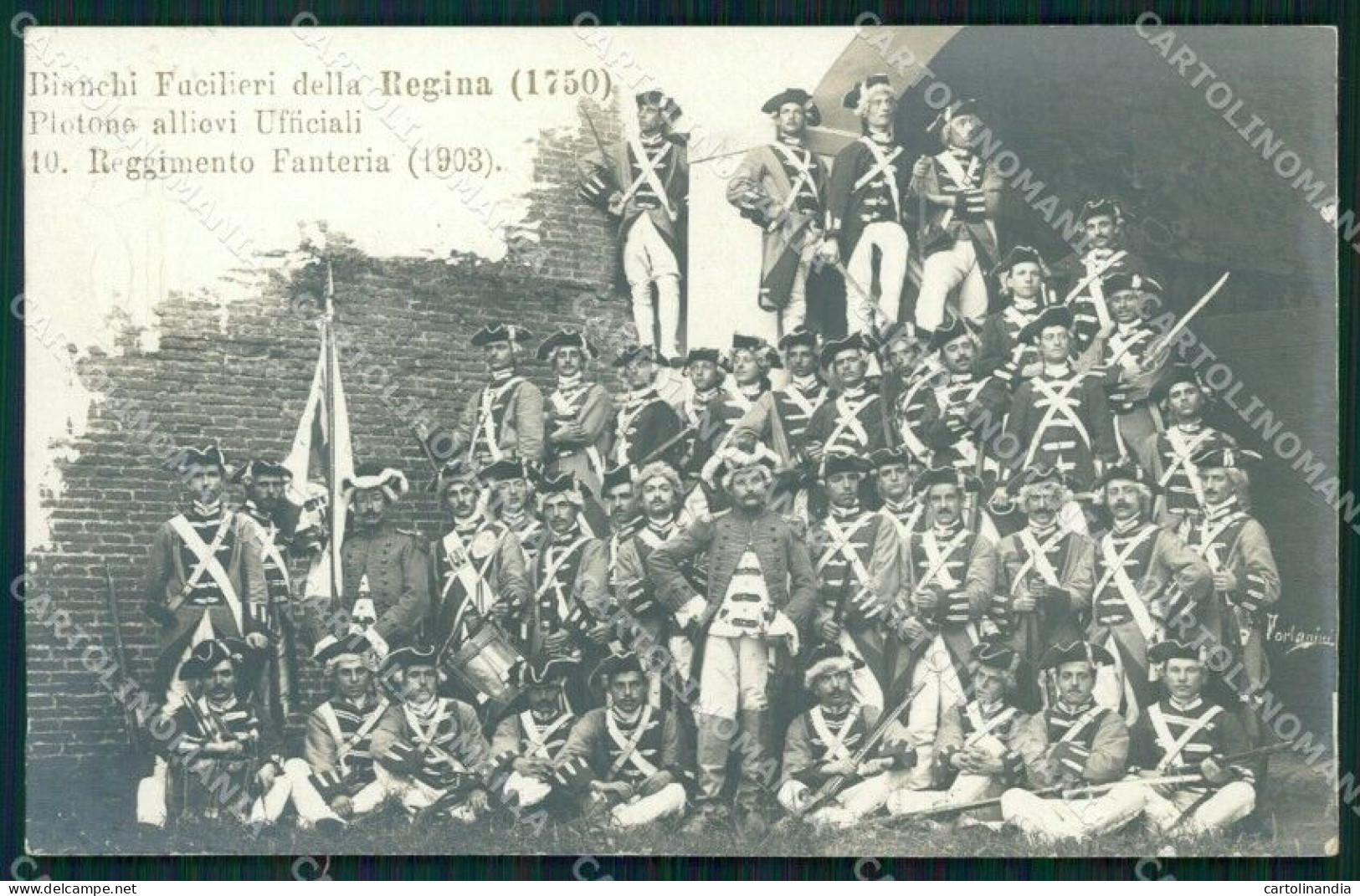 Militari X° Reggimento Fanteria Fucilieri Della Regina Foto Cartolina XF4350 - Regimente