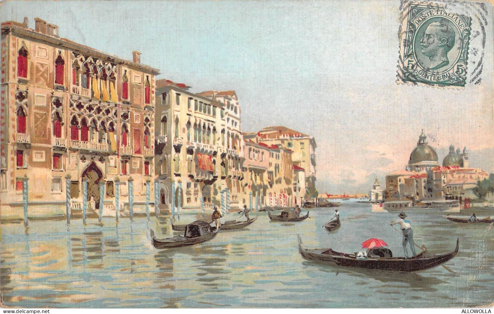 26719 " VENEZIA-CANAL GRANDE-PALAZZO FRANCHETTI-ILLUSTRATORE SCONOSCIUTO "  -VERA FOTO-CART. POST. SPED.1925 - Venezia