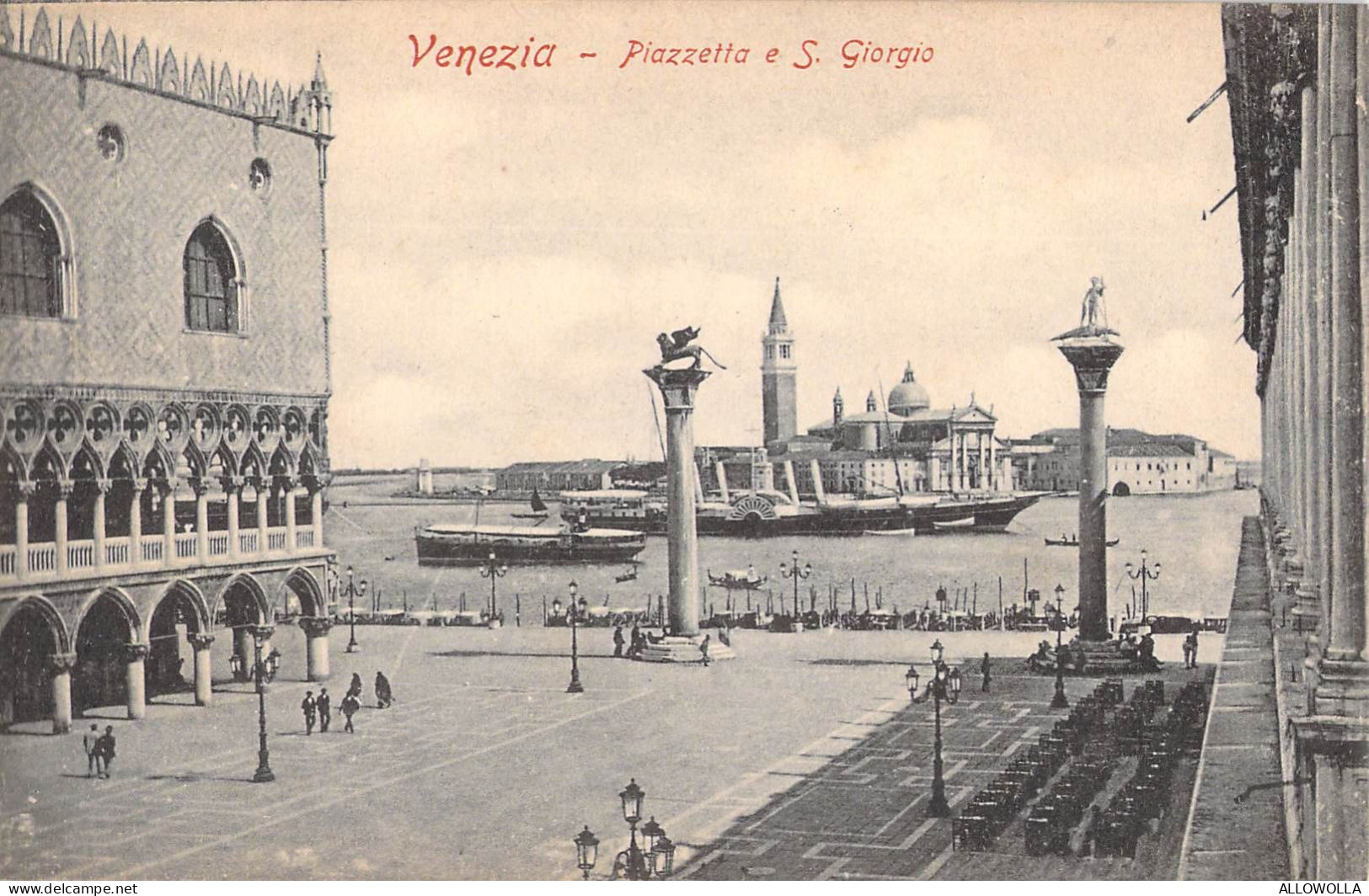 26720 " VENEZIA-PIAZZETTA E S. GIORGIO "  ANIMATA-BATTELLO E PIROSCAFO-VERA FOTO-CART. POST. NON SPED. - Venezia