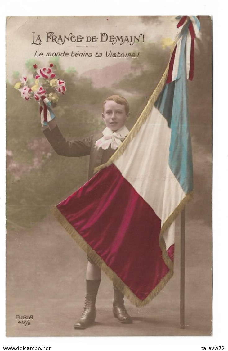 CPA MILITAIRE PATRIOTIQUE / LA FRANCE DE DEMAIN - ENFANT ET DRAPEAU BLEU BLANC ROUGE - Patriotic