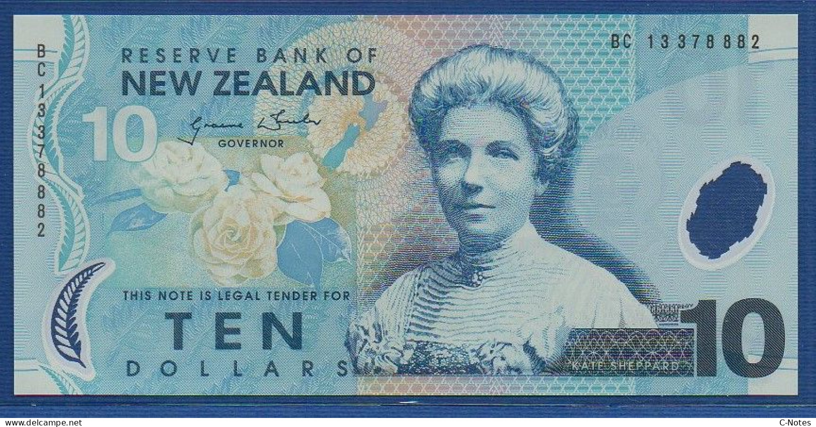 NEW ZEALAND  - P.186c – 10 Dollars 2013 UNC, S/n BC13 378882 - Nueva Zelandía