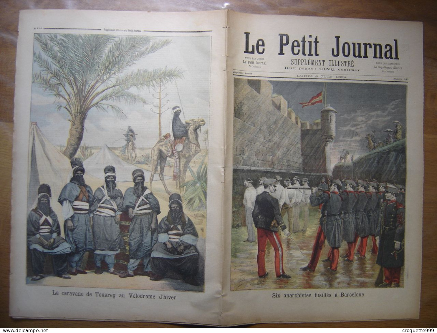 1894 LE PETIT JOURNAL 185 Anarchistes Fusillés Caravane De Touareg - 1850 - 1899