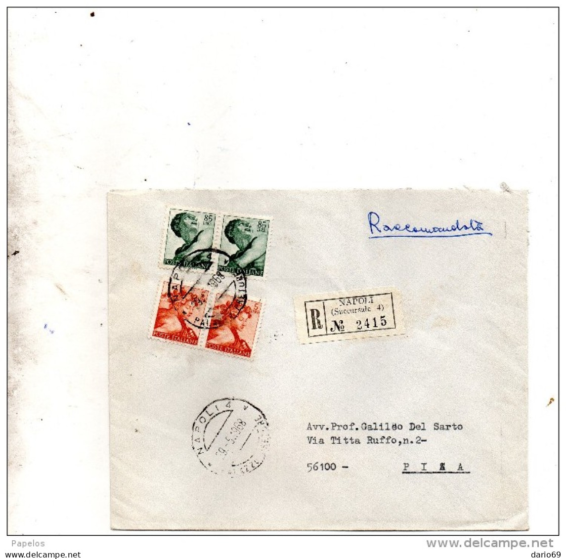 1968 LETTERA RACCOMANDATA  CON ANNULLO NAPOLI - 1961-70: Storia Postale