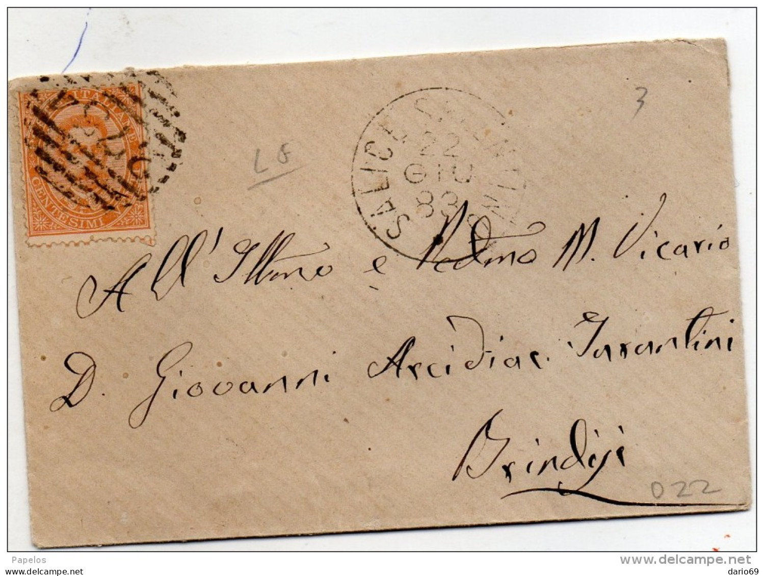 1883 LETTERA CON ANNULLO Salice Salentino LECCE - Marcophilie