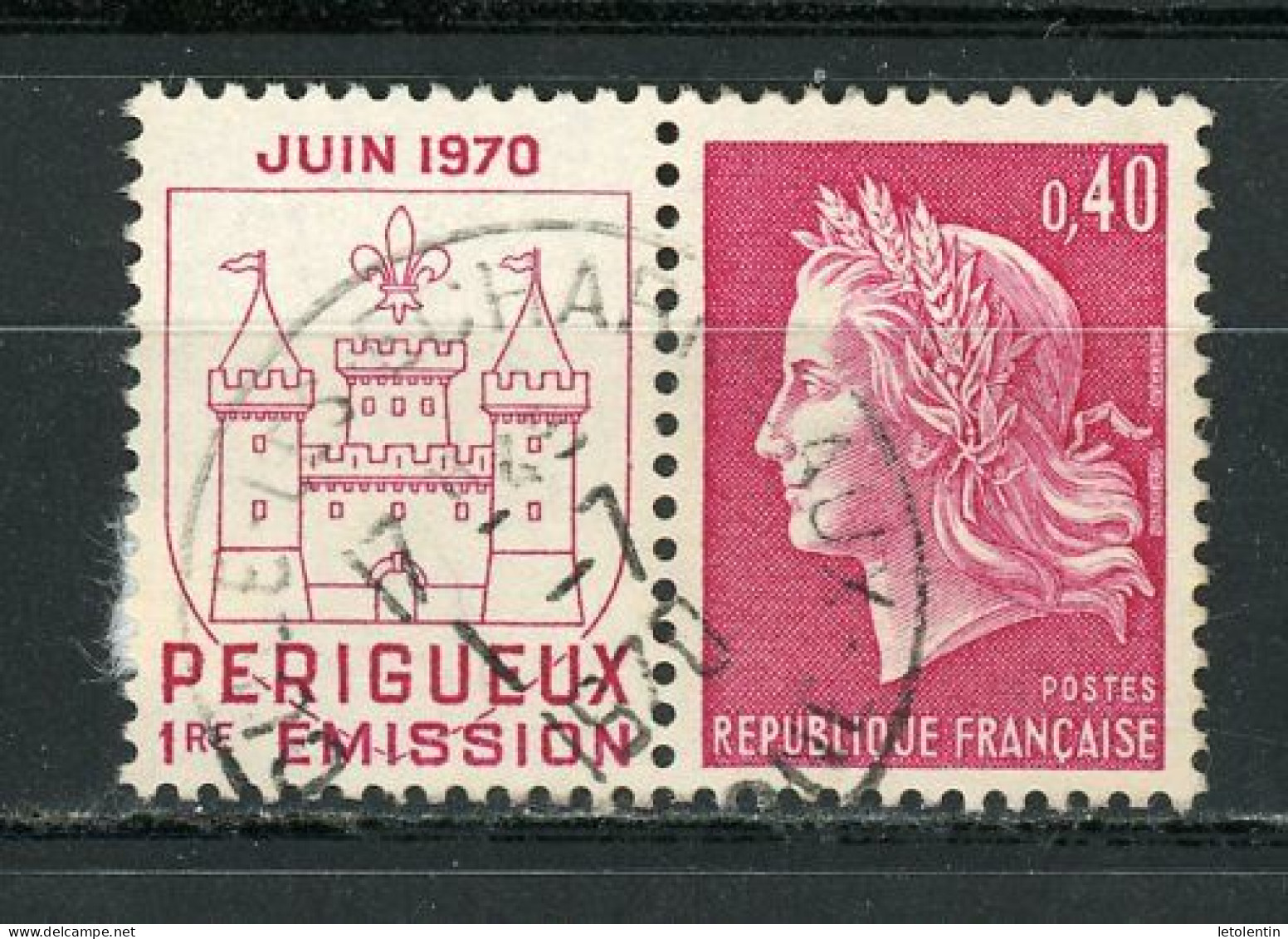 FRANCE - CHEFFER TENANT À VIGNETTE - N° Yvert 1643 Obli. Ronde De “LES ECHARMEAUX” De 1970 - Used Stamps