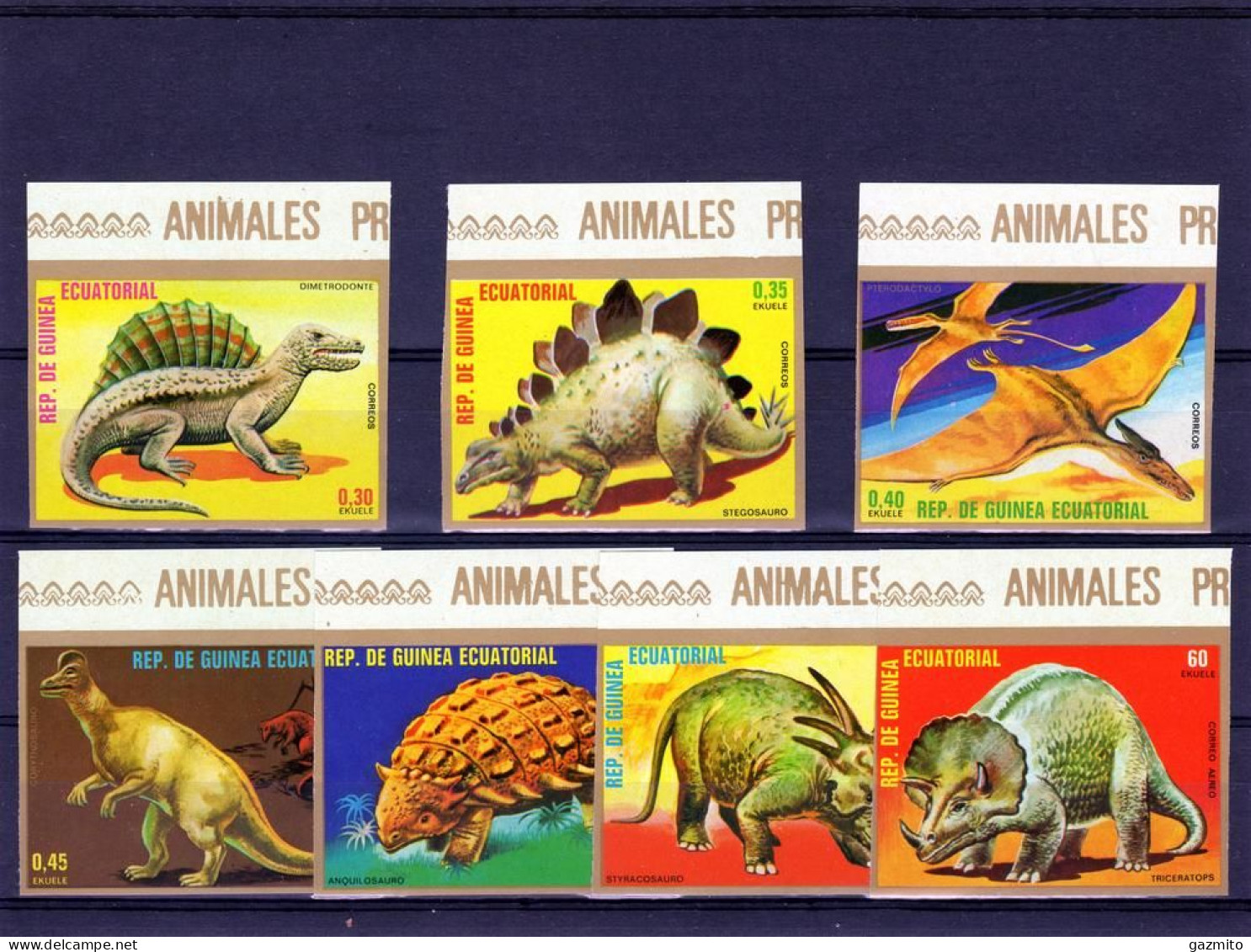 Guinea Equat. 1978, Dinosaurs, 7val IMPEFORATED - Prehistorisch