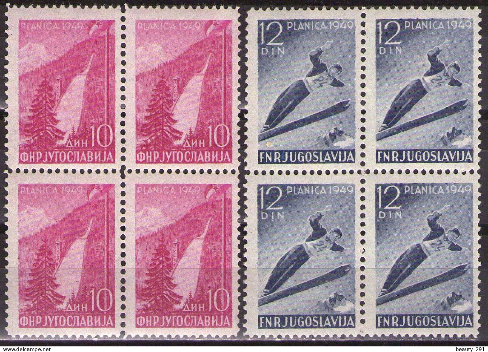 Yugoslavia 1949 Planica Ski Jumps, Mi 570-571 - MNH**VF - Neufs