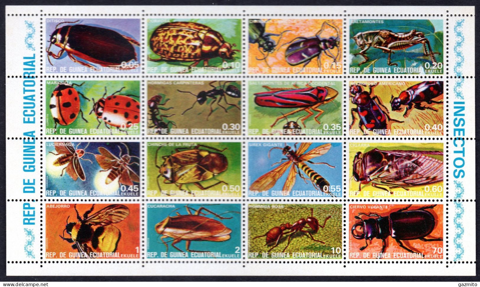 Guinea Equat. 1978, Insects, Sheetlet - Escarabajos