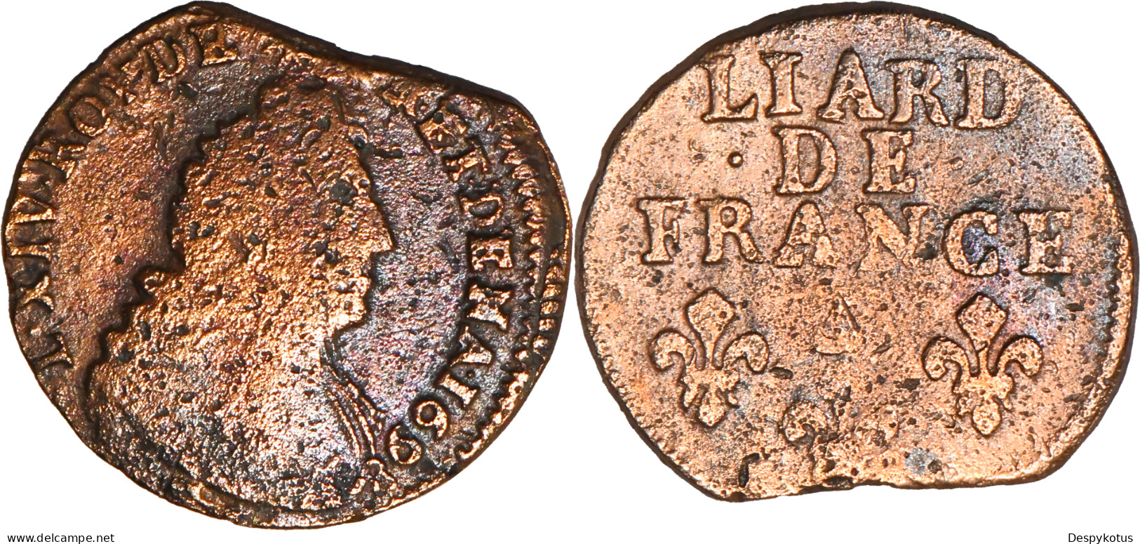 FRANCE - 1698 - LIARD DE FRANCE Louis XVI - Besançon - 16-097 - 1643-1715 Luigi XIV El Re Sole