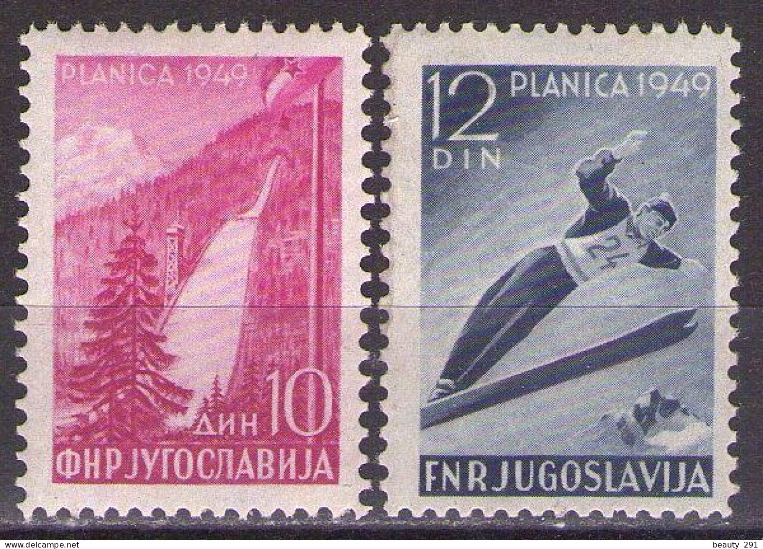 Yugoslavia 1949 Planica Ski Jumps, Mi 570-571 - MNH**VF - Unused Stamps