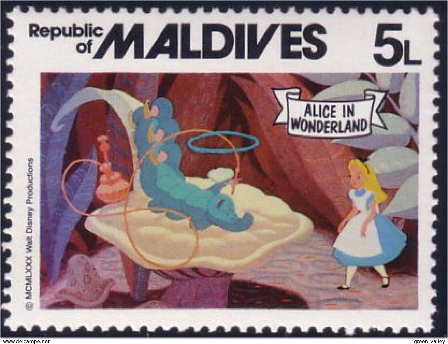 612 Iles Maldives Disney Alice Insecte Parfum Perfume Insect MNH ** Neuf SC (MLD-43a) - Maldives (1965-...)