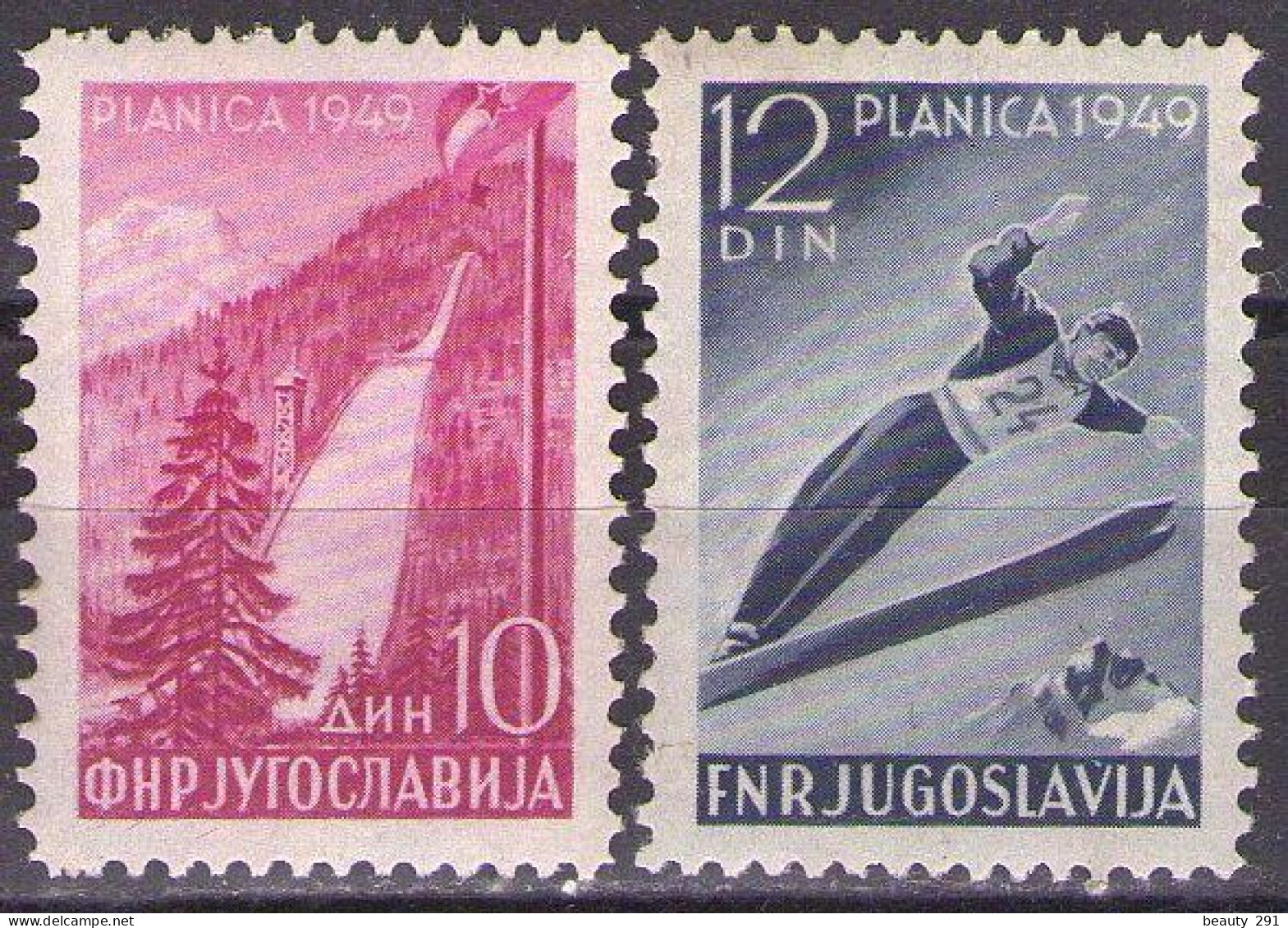 Yugoslavia 1949 Planica Ski Jumps, Mi 570-571 - MNH**VF - Neufs