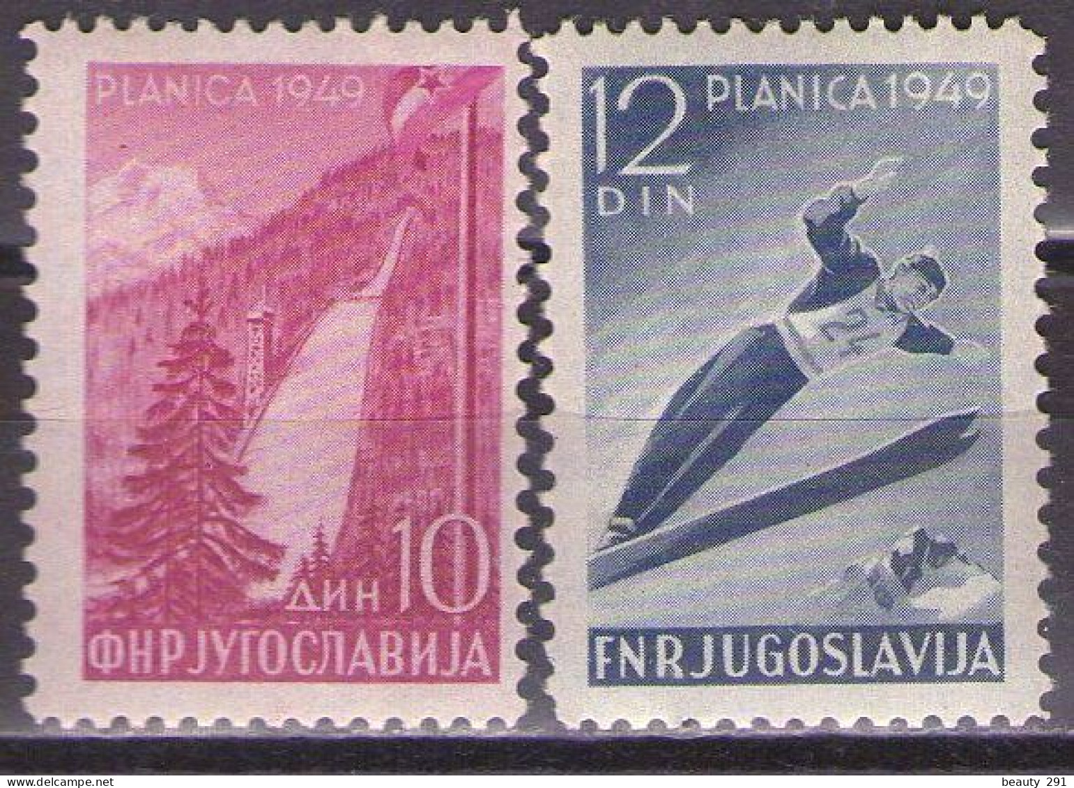 Yugoslavia 1949 Planica Ski Jumps, Mi 570-571 - MNH**VF - Unused Stamps