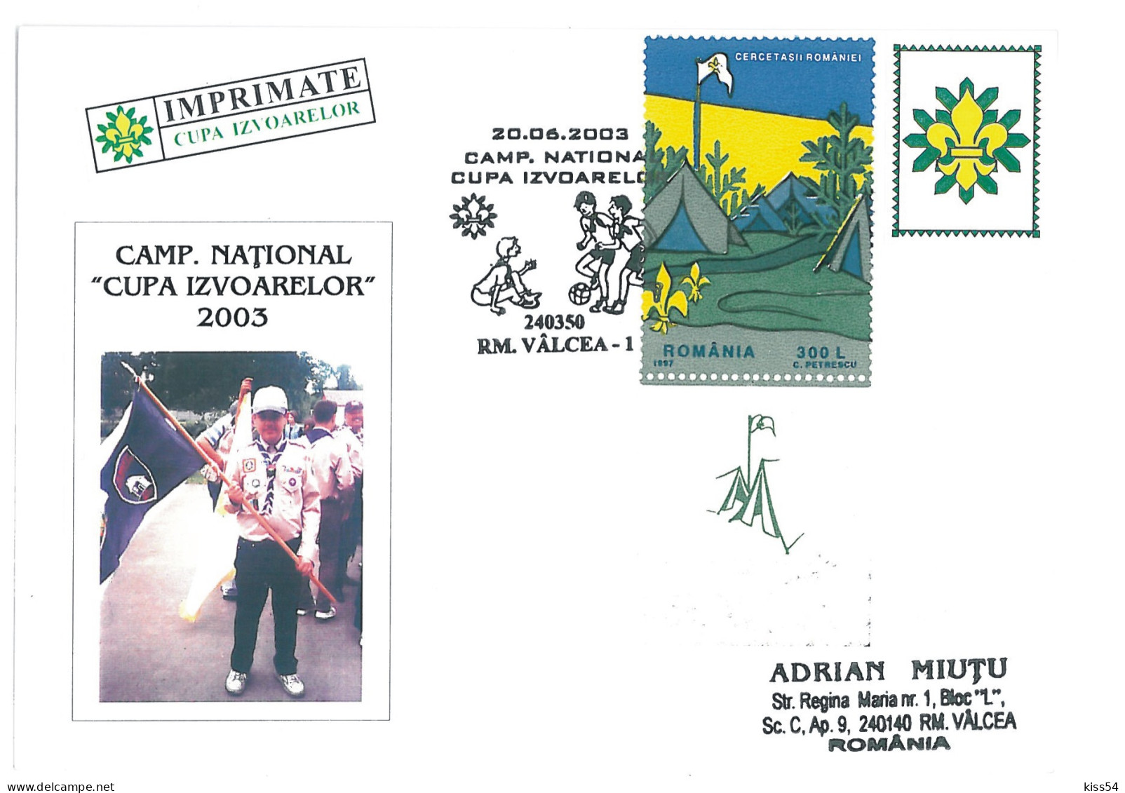 SC 50 - 1275 Scout ROMANIA, Special Stamp With Vignette - Cover - Used - 2003 - Storia Postale