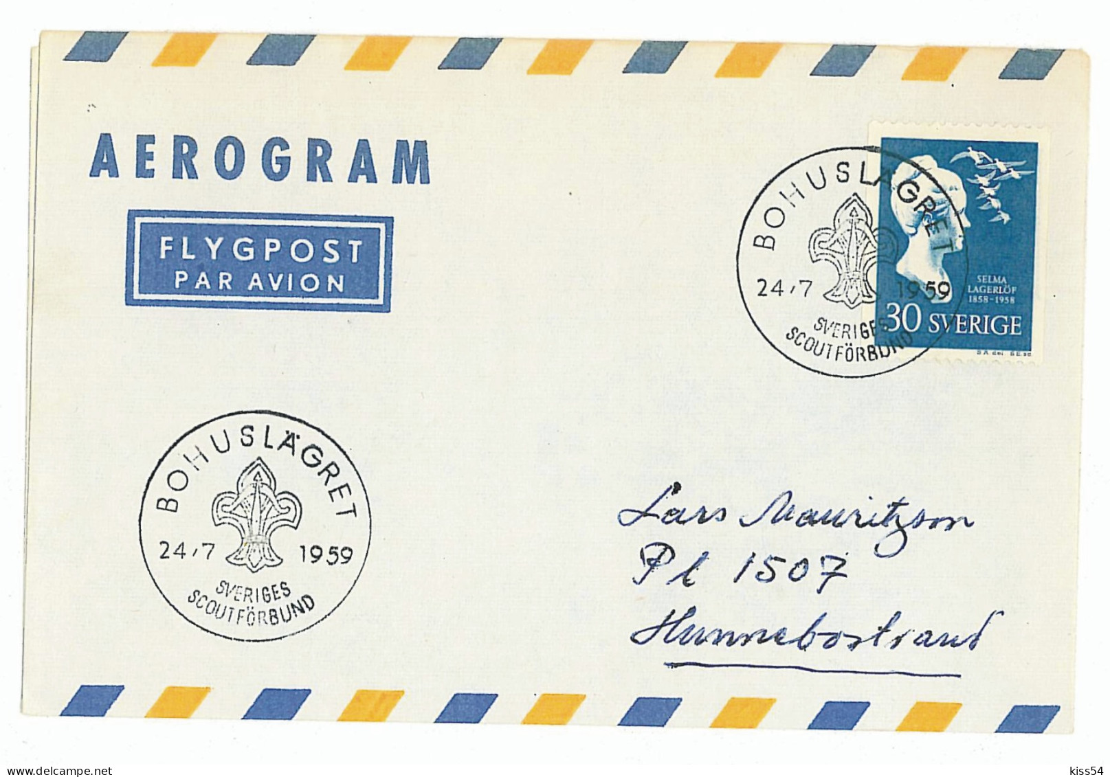 SC 50 - 626 Scout SWEDEN - Cover - Used - 1959 - Cartas & Documentos