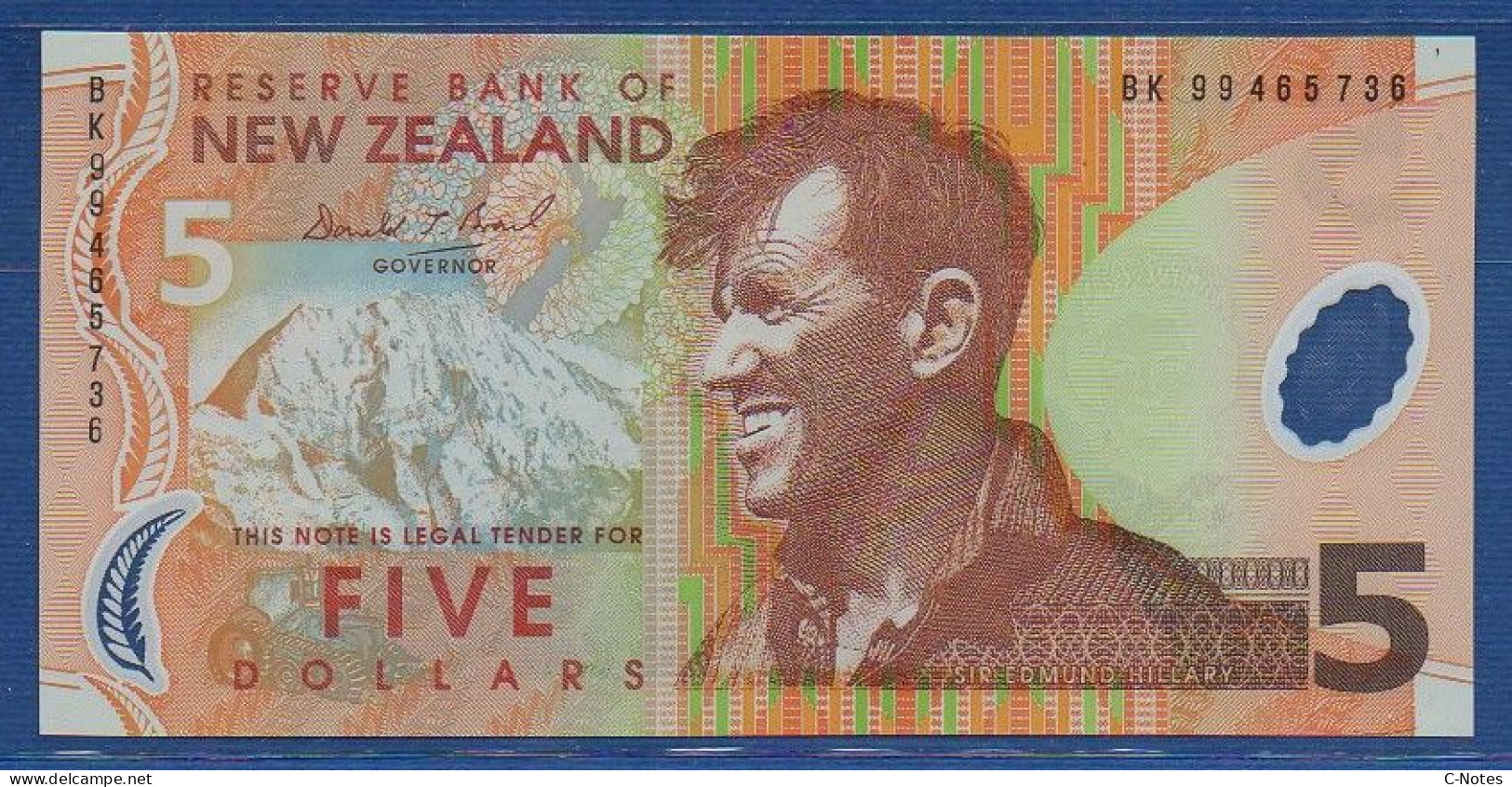 NEW ZEALAND  - P.185a – 5 Dollars 1999 UNC, S/n BK99 465736 - Nuova Zelanda