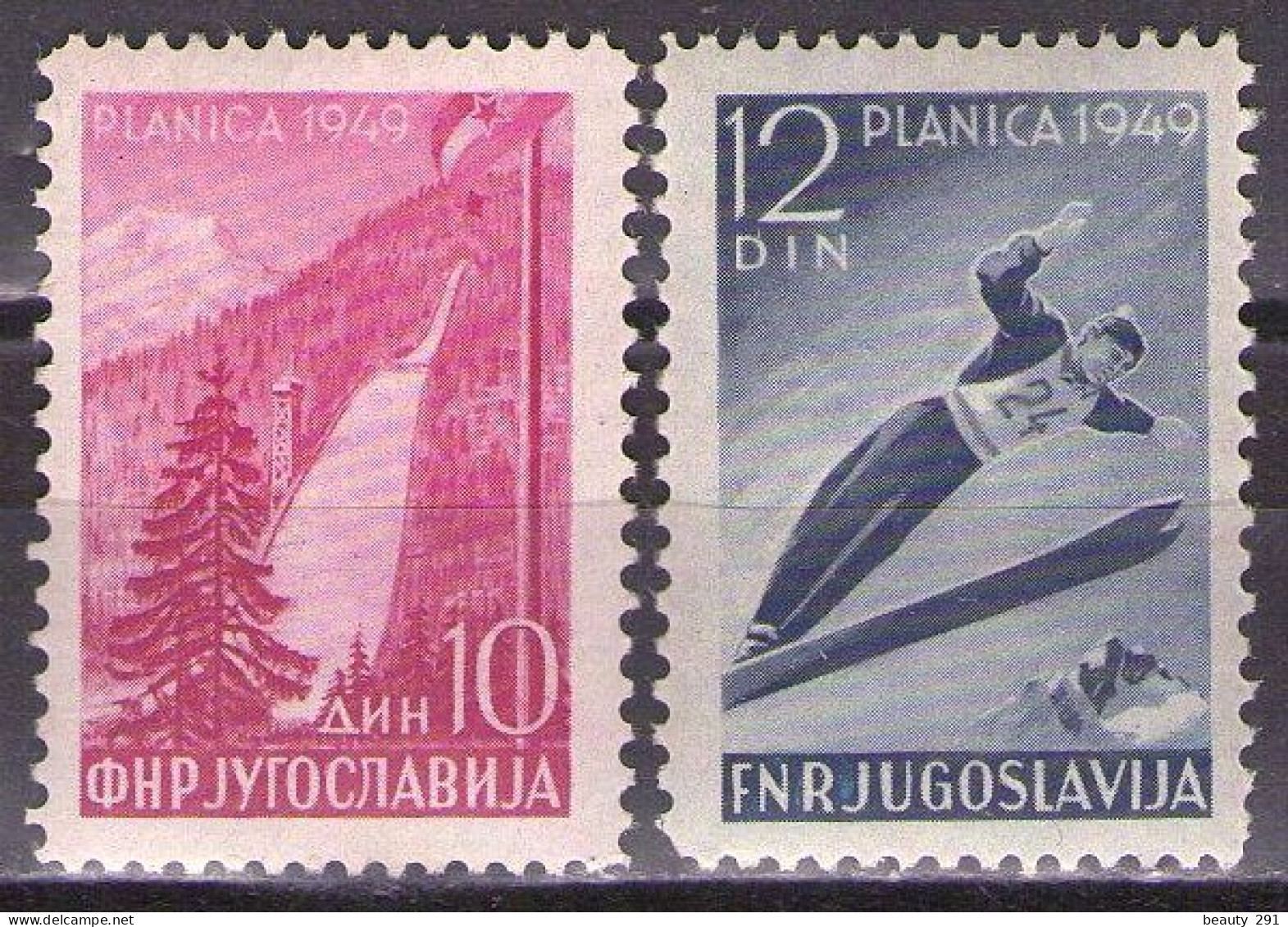 Yugoslavia 1949 Planica Ski Jumps, Mi 570-571 - MNH**VF - Neufs