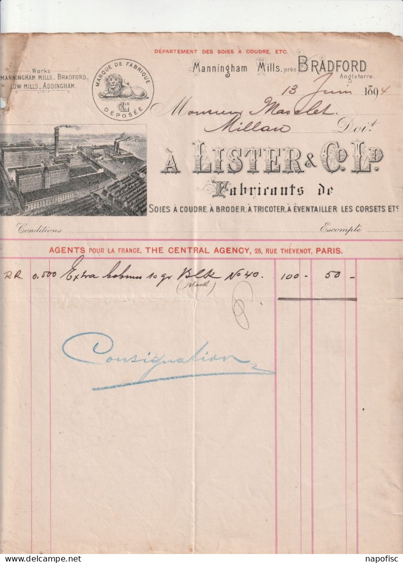 98-Lister & Co...Soies à Coudre,à Broder, Tricoter....Manningham Mills.(U.K) .1894 - Verenigd-Koninkrijk