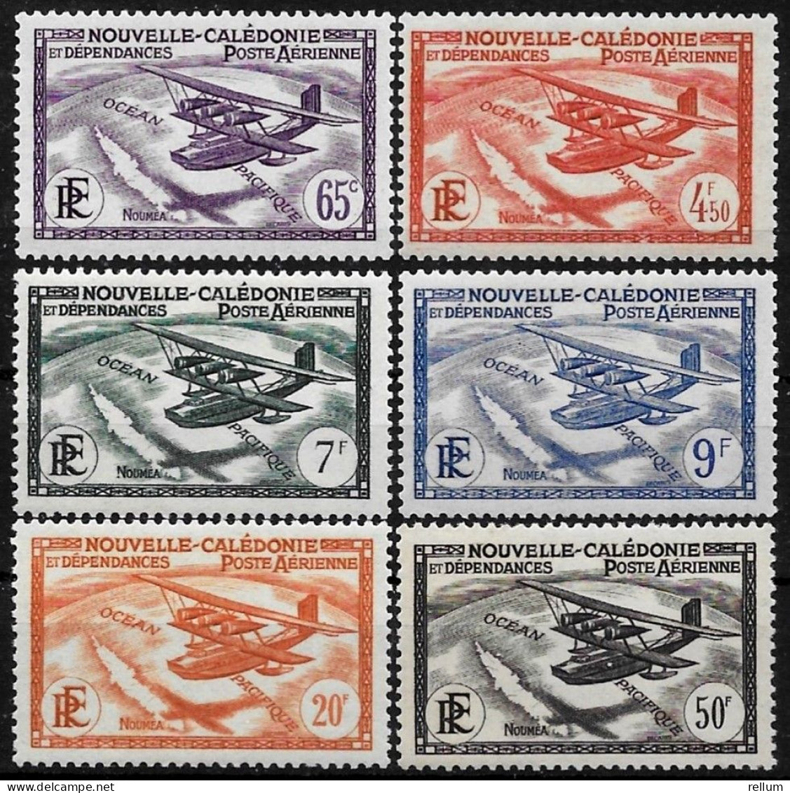 Nouvelle Calédonie 1938/40 - Yvert N° PA 29/34 - Michel N° 207/212 ** (+20%) - Unused Stamps