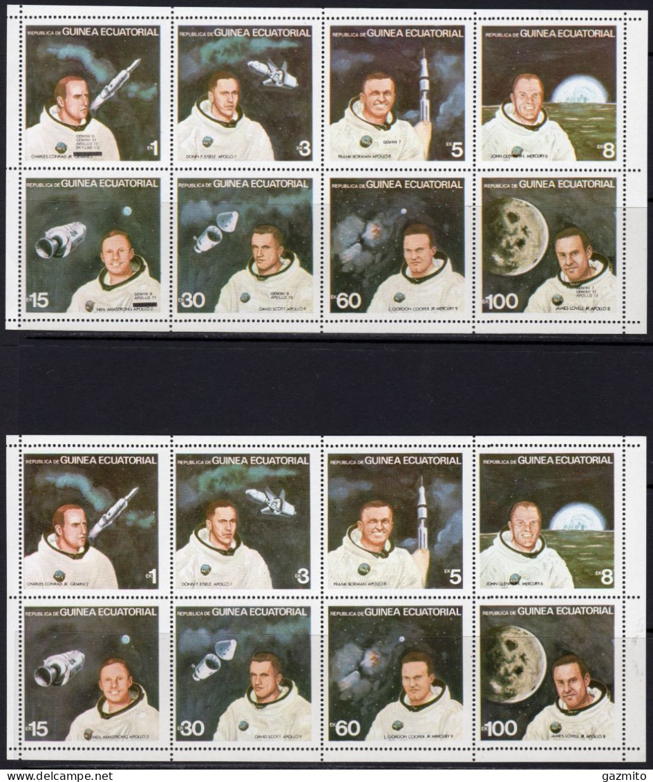 Guinea Equat. 1979, Space, Astronauts, With MISTAKES Correct 2sheetlet - Guinea Equatoriale