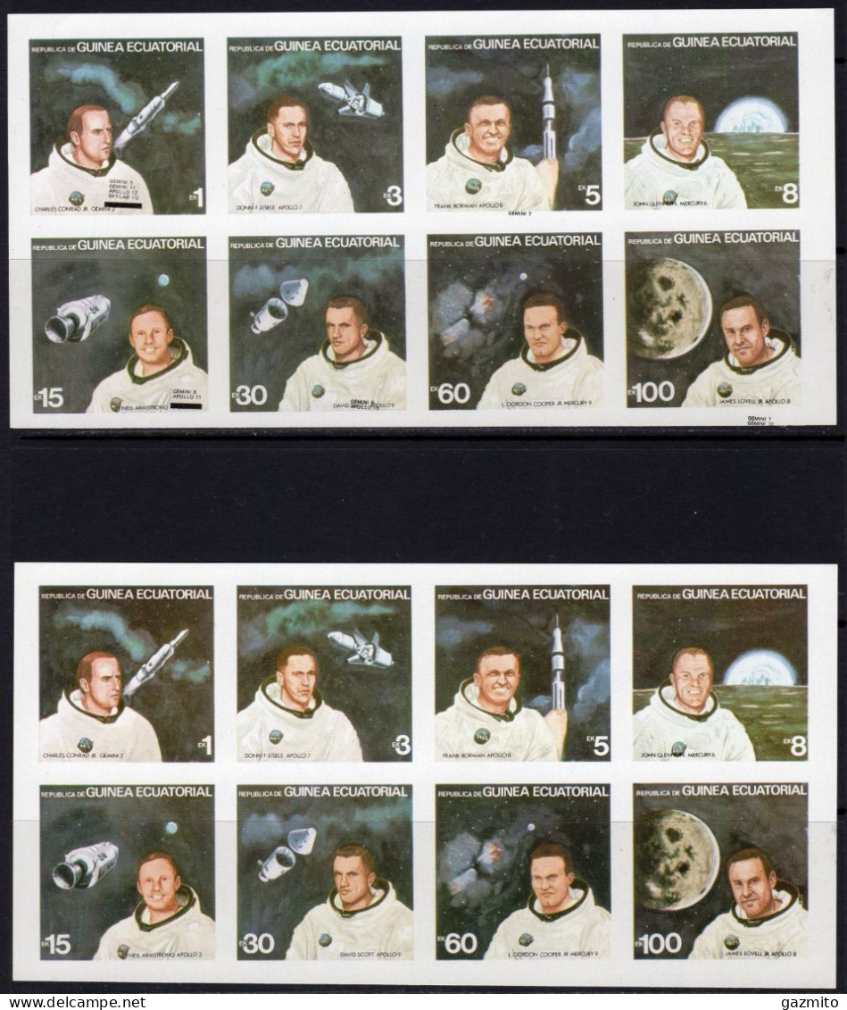 Guinea Equat. 1979, Space, Astronauts, With MISTAKES Correct 2sheetlet IMPERFORATED - Equatoriaal Guinea