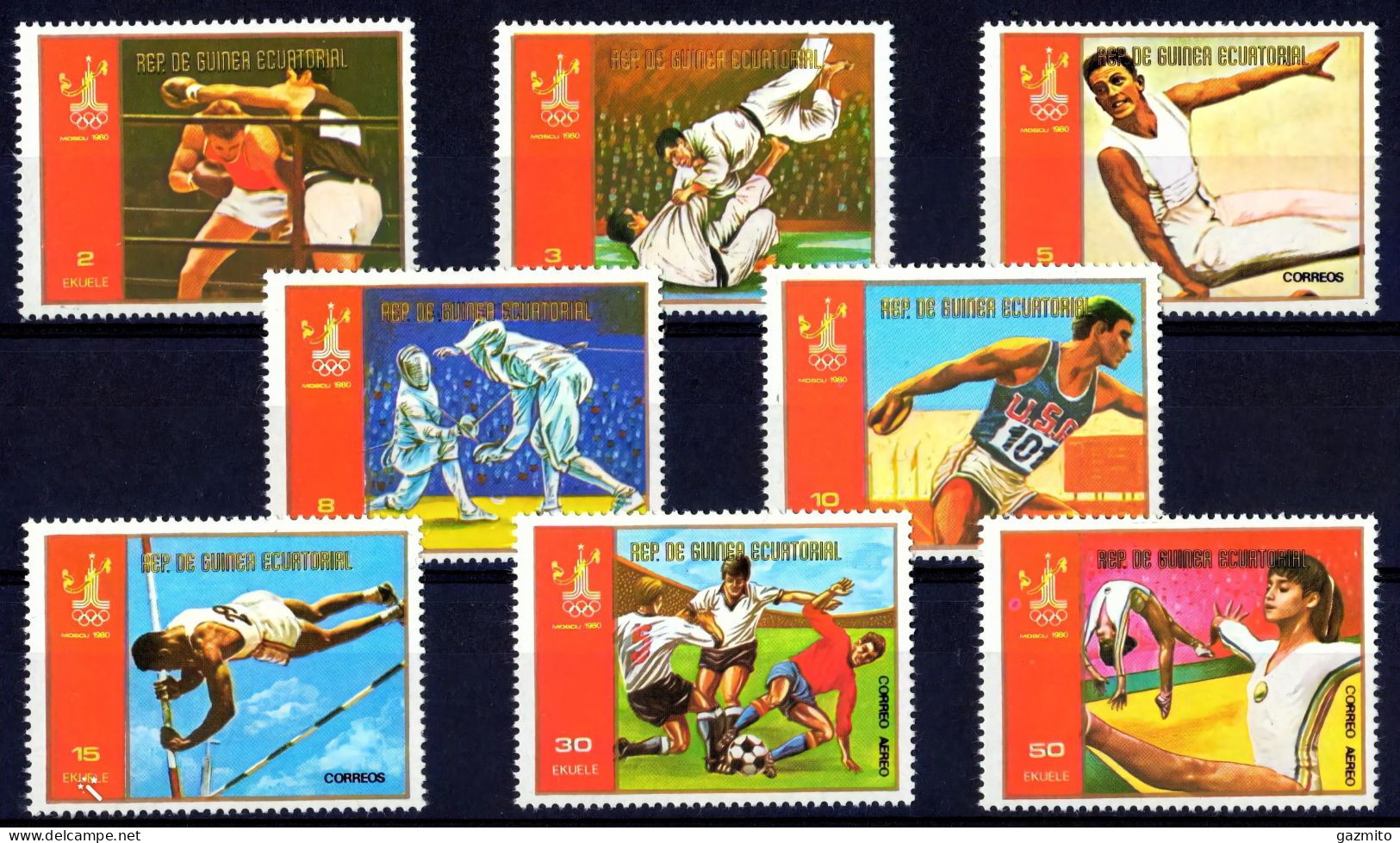 Guinea Equat. 1980, Olympic Games In Moscow, Boxing, Judo, Atlethic, Fency, 8val - Guinea Equatoriale