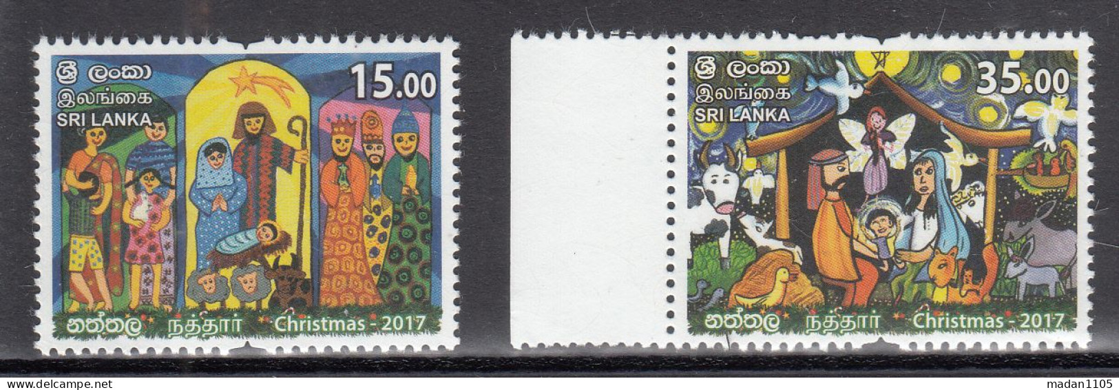 SRI LANKA,  2017,  Christmas, Set 2 V,   MNH, (**) - Sri Lanka (Ceylan) (1948-...)