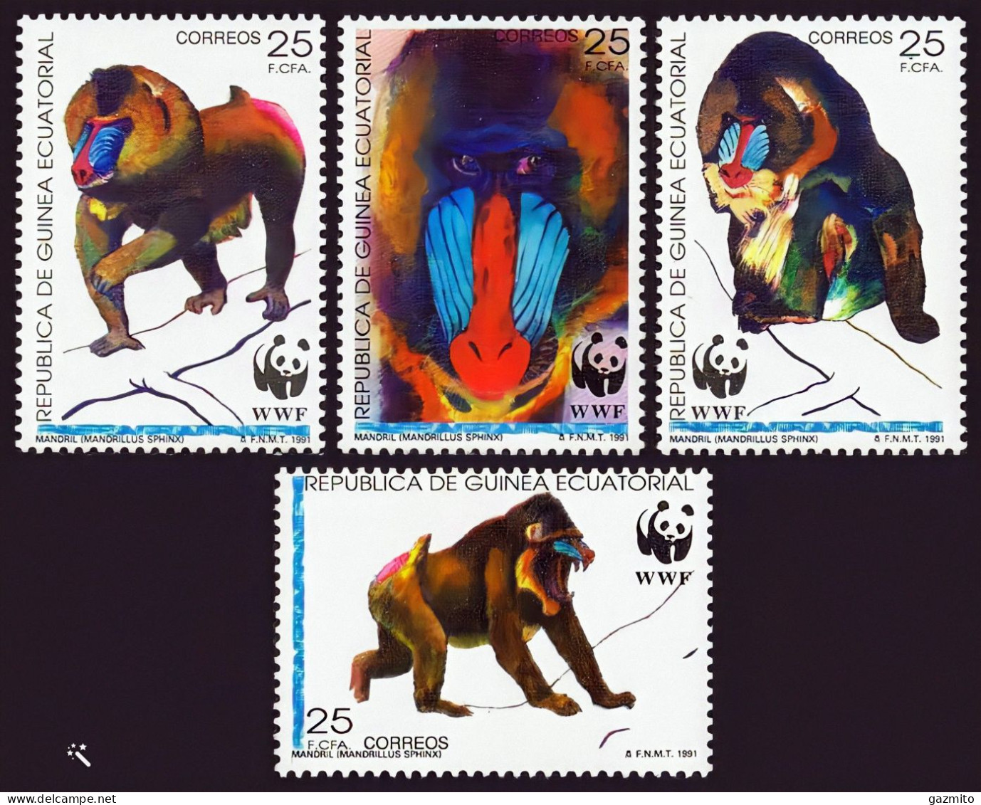 Guinea Equat. 1991, Wwf, Baboons, 4val - Neufs