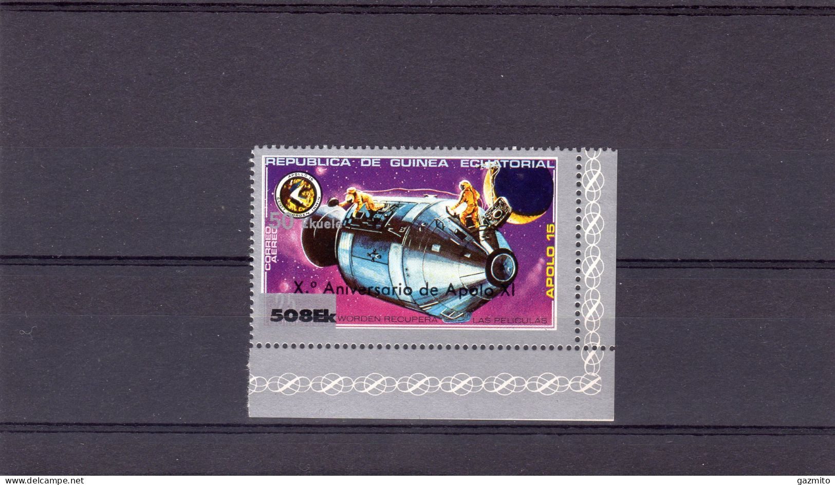 Guinea Equat. 1980, Space, 10th Apollo XV, Overp. With Error 508EK, Val - Errori Sui Francobolli